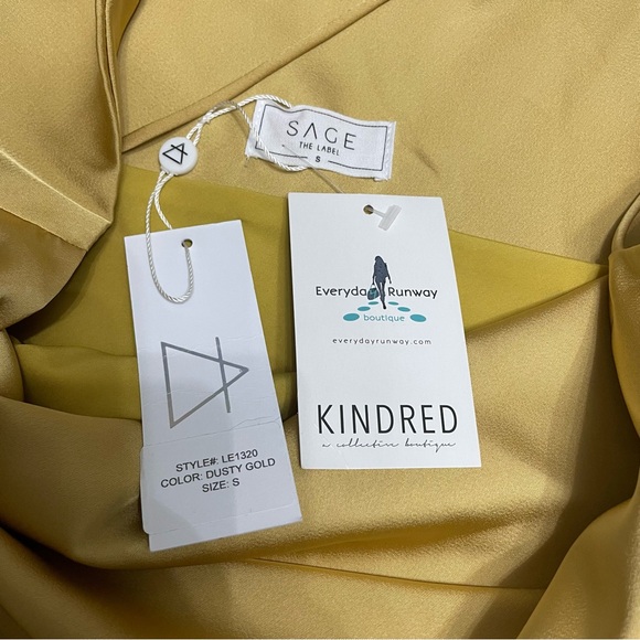 NWT sage The Label Dusty Gold Satin Mini Slip Dress Spaghetti Straps Lined Sz S - Picture 7 of 12